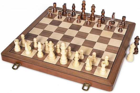 15" Wooden Chess Set with Magnetic Pieces - Image 2