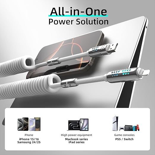 MFish 4-in-1 USB C Charging Cable, 6 Ft Type C to Type C Cable, 240W Fast - Image 2