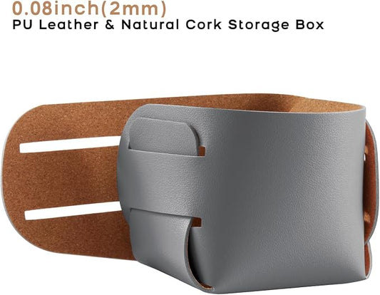 HOMIEAZICOZI 2-Pack Cork Leather Desk Accessories Storage - Image 2