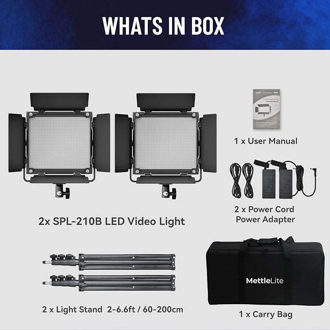 Mettlelite 2 Pack SPL210B Bi Color LED Video Light Kit - Image 7