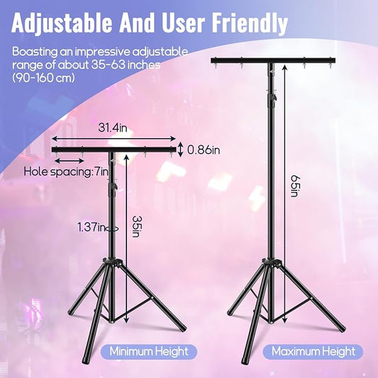 Juexica 2 Pcs DJ Light Stand Adjustable 35-63 Inch Par Can Tripod T-Bar Stage - Image 2