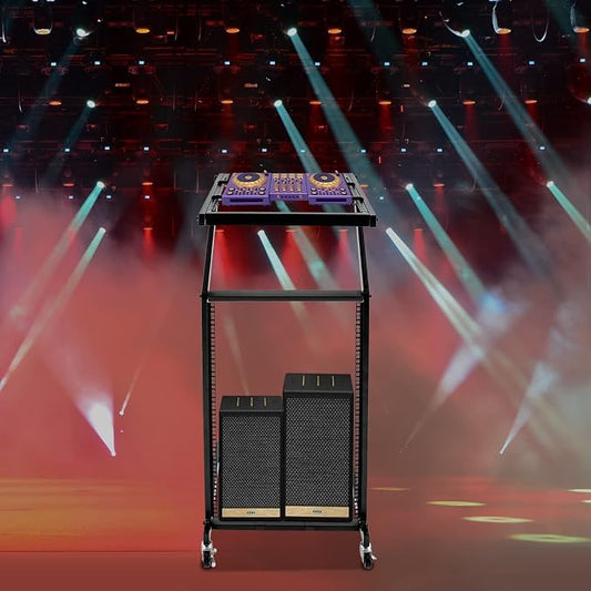 16U Professional DJ Stand Rack Mount DJ Mixer Stand Adjustable Stage Cart - Image 2