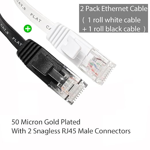 DAYEDZ Ethernet Cable 100 ft 2 Pack Cat 6 Flat Cable Ethernet Cord, Slim Long - Image 2