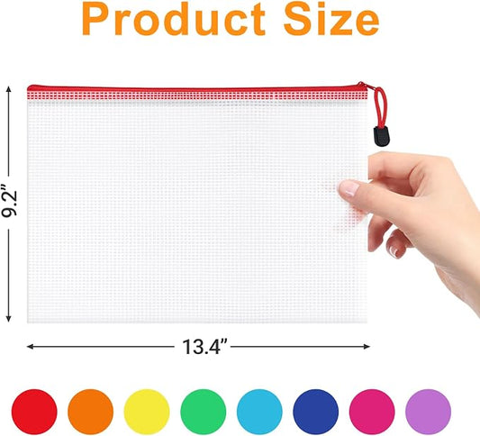 64Pack Mesh Zipper Pouch Bags, Waterproof A4 Letter Size Document Zipper Pouches - Image 2