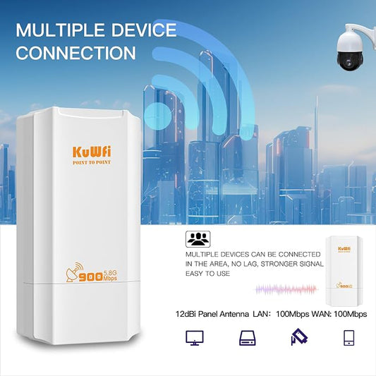 KuWFi 5.8G Wireless Network Ethernet Bridge, Long Range Transmission WiFi - Image 2