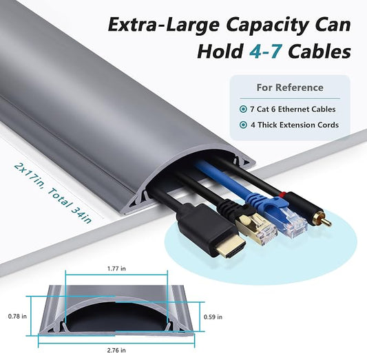 Cord Cover Floor 34in, Large Capacity Floor Cable Cover, Hard PVC Cord Hider - Image 2