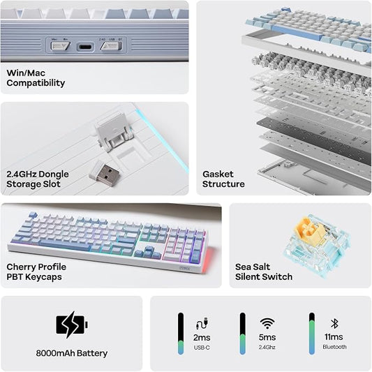 EPOMAKER TH108 Full Size Mechanical Keyboard, Wireless Gaming Keyboard - Image 2