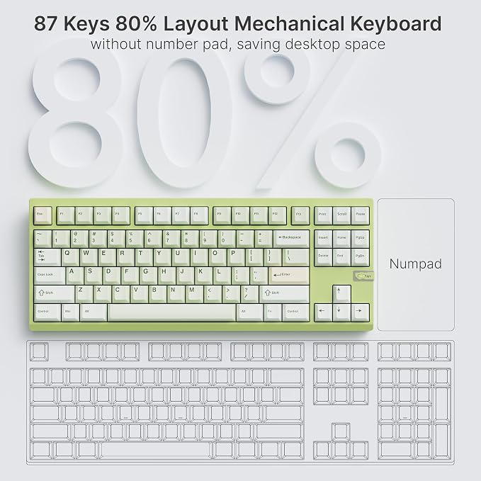 Chilkey ND TKL Aluminum Mechanical Keyboard, 87 Keys Tenkeyless Wireless Gaming - Image 9