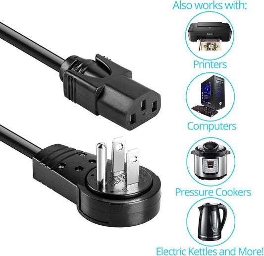 Maximm Monitor Computer Power Cord 3 Ft Flat Plug 360° Rotating PC Cable 3 - Image 2
