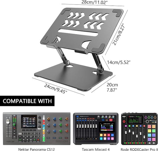 Home Studio Small Desktop Mixer Stand, Aluminum Portable Folding Heat - Image 2