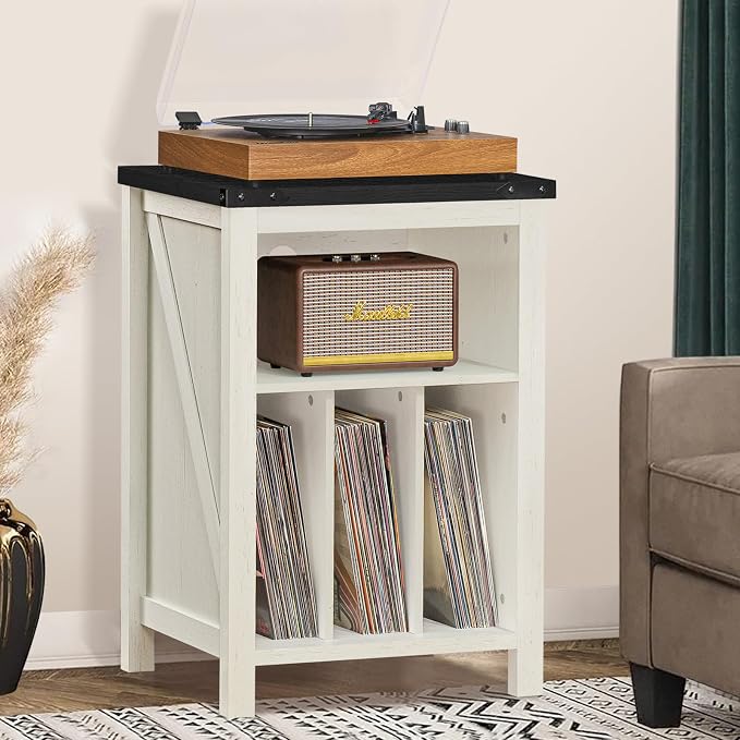 Record Player Stand with Vinyl Record Storage, Large Wood Turntable Stand - Image 7