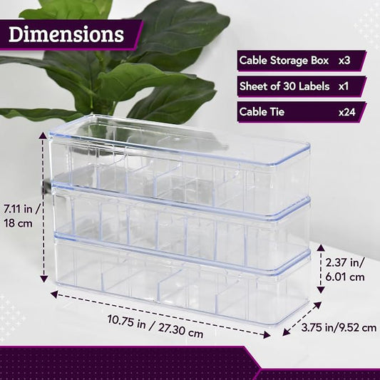 Set of 3 Cable Organizer Box W/Labels - Image 2
