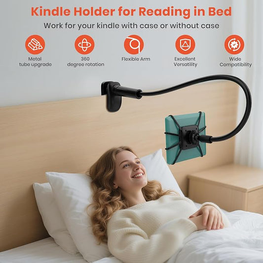 Gooseneck Kindle Holder for Reading in Bed, 360° Adjustable Cell Phone Stand - Image 2