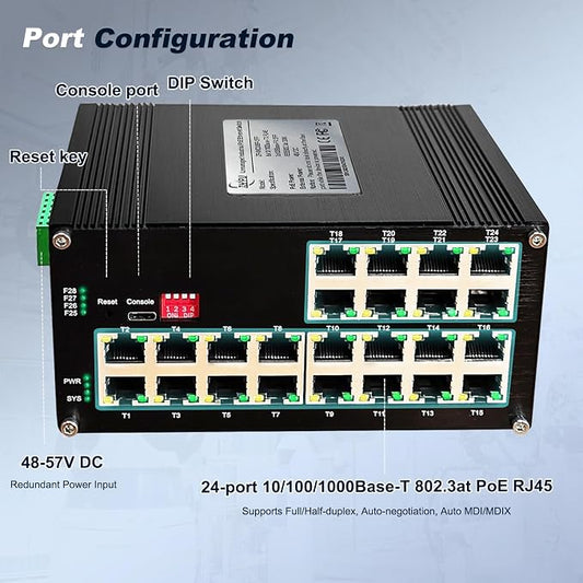24-Port Gigabit Network Switch, L2+ Managed PoE Ethernet Switch, Support - Image 2