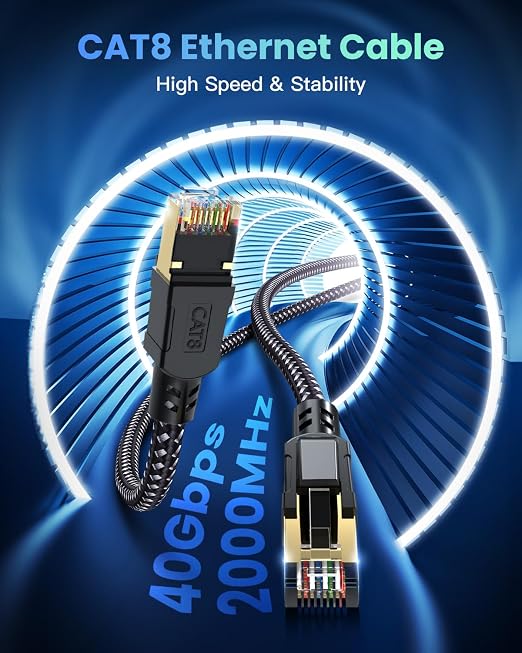 BUSOHE Cat 8 Ethernet Cable 30 FT, High Speed 40Gbps 2000Mhz Braided Network - Image 2