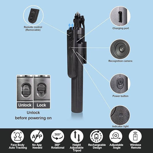 Extendable Auto Face Tracking Phone Tripod Stand, Compatible - Image 2