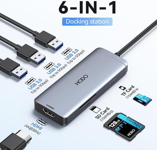 USB-C Hub Multiport Adapter for MacBook Air/Pro - 6 in 1 HDMI Dongle - Image 2