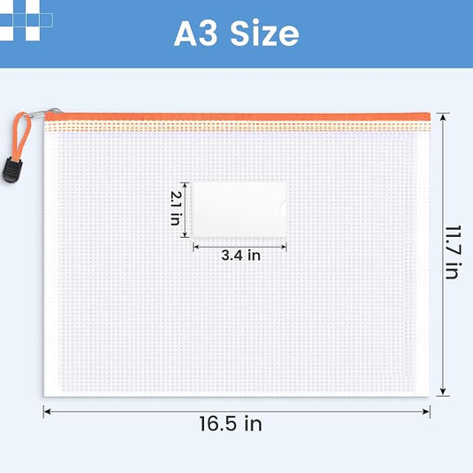 Sooez 24 Pack Super Large Mesh Zipper Pouch Bags, A3 Storage Bags - Image 2