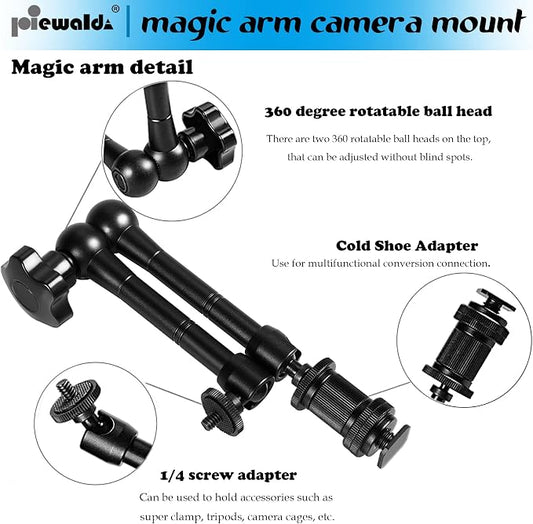 Magic arm Camera Mount ,articulating arm- 11 Inch Metal Adjustable Friction - Image 2