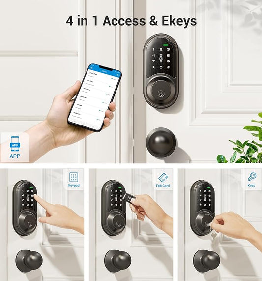 Veise RZ06C Smart Locks for Front Door, 2 Knob Handle Set, Keyless Entry - Image 2