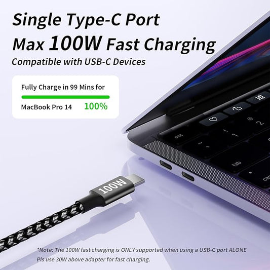 100W USB C Cable, 3 in 1 USB C Charger Cable - Image 2