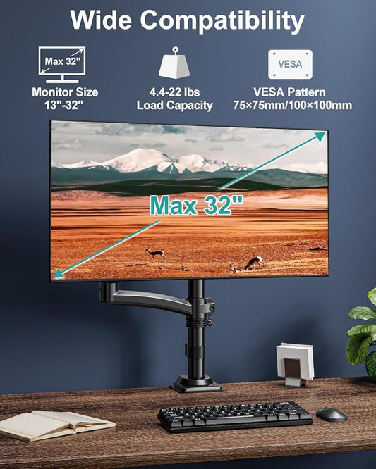 Single Monitor Mount Arm, VESA Desk Mount Stand - Image 2