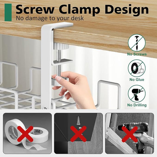 Under Desk Cable Management Tray, L 15.7''W 6.3'' No Drill Steel Desk Cable - Image 2