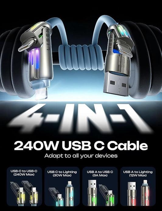 LISEN iPhone Cords Fast Charging 6 FT, 4 in 1 Charging Cable - Image 2