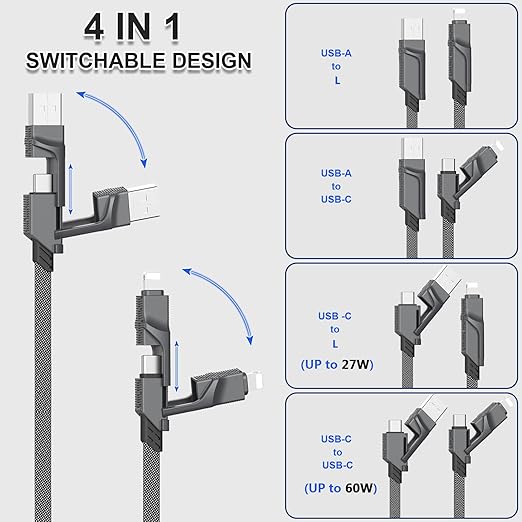 4-in-1 USB C Cable for Lightning Cable - Image 2