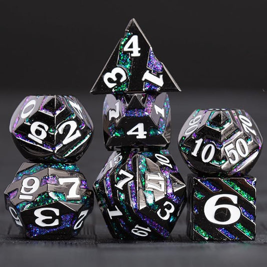 Dungeons and Dragons Dice, Metallic Stripes Dice - Image 2