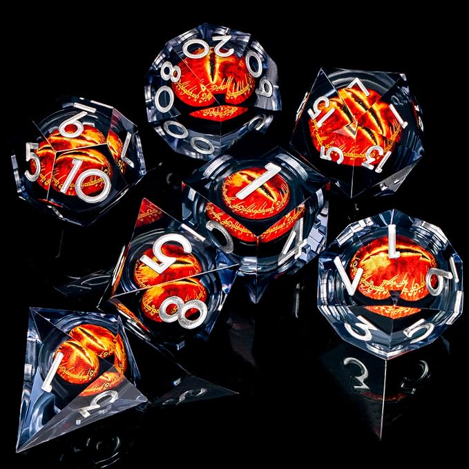 ARUOHHA DND Resin Dice Gazes Eye Dice Liquid Core Flaming RPG Sharp Edged Dice - Image 6
