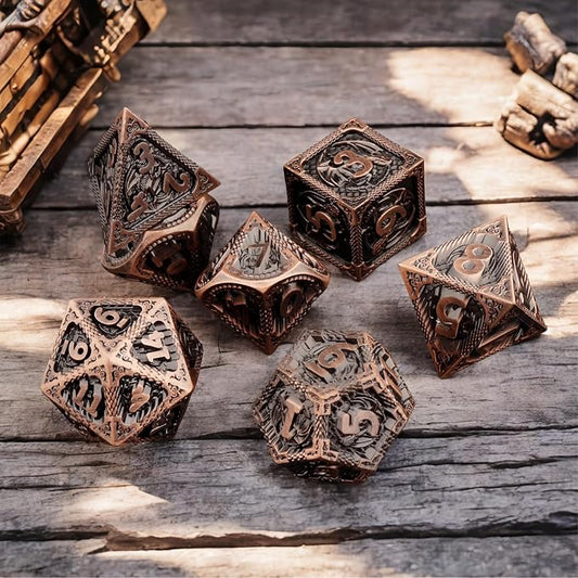 PJOY Metal DND Dice Set D&D Dragon Dice Copper - Image 2