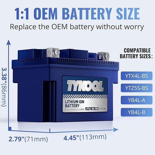 TYKOOL YTX4L-BS-Pro High PerformanceLithium Motorcycle Battery, 180CCA 12.8V - Image 2