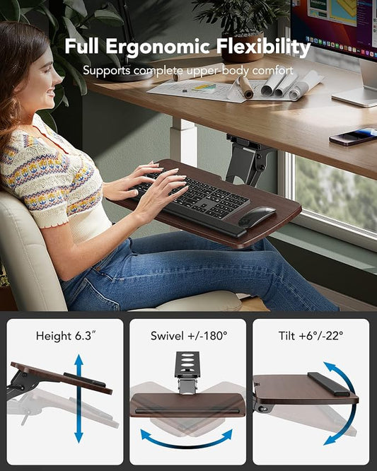 HUANUO Keyboard Tray Under Desk,360 Adjustable Ergonomic Sliding Keyboard & - Image 2