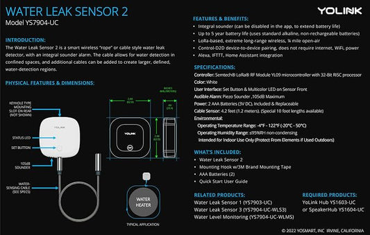YoLink Water Leak Sensor 2, 1/4 Mile World's Longest Range Smart Home Water - Image 2