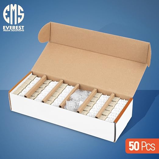 Everest 90° Angled RJ45 Cat6A Keystone Jacks 50-Pack in Ivory - Image 2