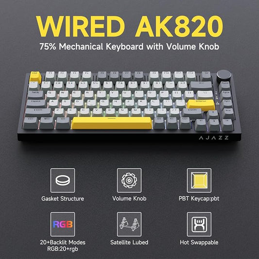 Ajazz AK820 75% Wired Gasket Mechanical Gaming Keyboard - Image 2