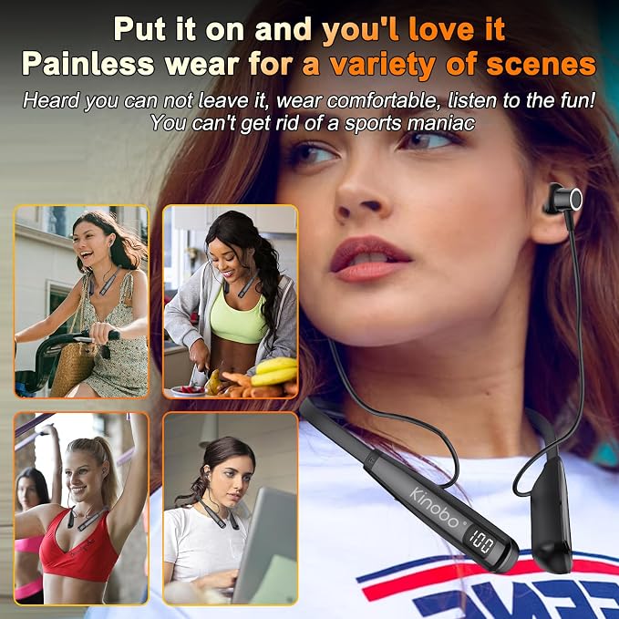 Neckband Bluetooth Headphones, 6.0 Bluetooth 100 Hours Playtime,IPX7 Sports - Image 9