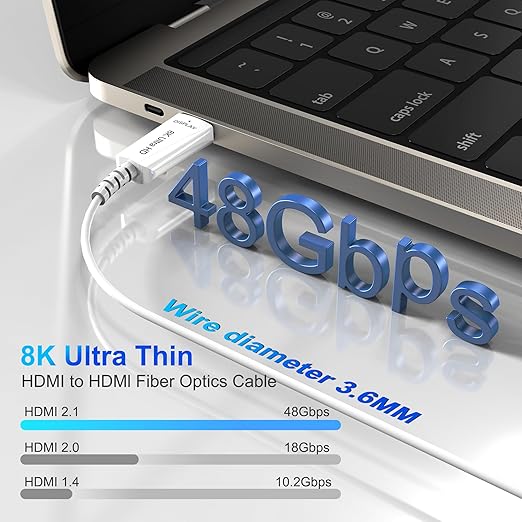 8K Fiber Optic HDMI Cable 6 FT, 8K@60Hz 4K@240Hz, Thin Extra Long HDMI Cable - Image 2