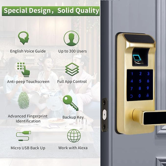 Smart Door Lock, Heavy Duty 5 in 1 Keyless Entry Door Lock, Full App Control - Image 2