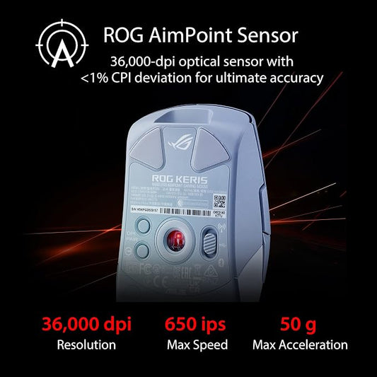 Asus ROG Keris Wireless AimPoint Gaming Mouse, Tri-mode connectivity, 36000 DPI - Image 2