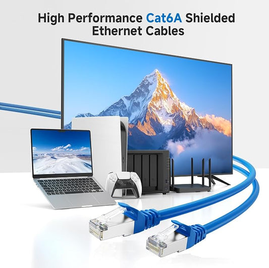Cable Matters 10Gbps 5-Pack Snagless Short Shielded Cat 6A Ethernet Cable - 1ft - Image 2