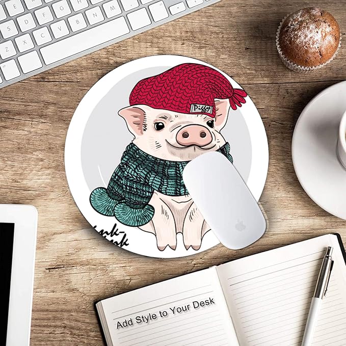 Cute Pig Round Mouse pad Customized Mousepad Non-Slip Rubber Base Mouse Pads - Image 5