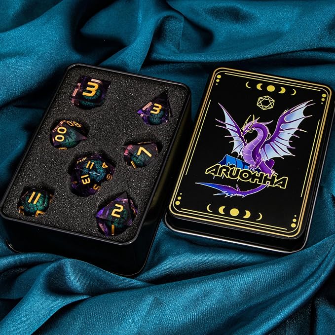 ARUOHHA Dragon Eye DND Dice, Liquid Core Polyhedral D and D Dice Set D20 D12 - Image 7