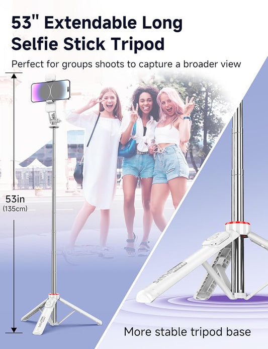 Selfie Stick Tripod with 2 Light, 3 Light Modes & 6 Brightness Levels - Image 2