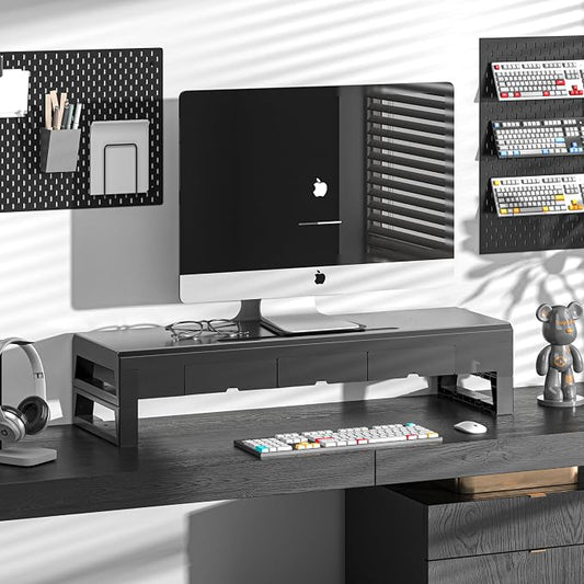 Computer monitor stand with 3 drawer ,Laptop Desk Shelf & Monitor Riser, 27.55 - Image 2