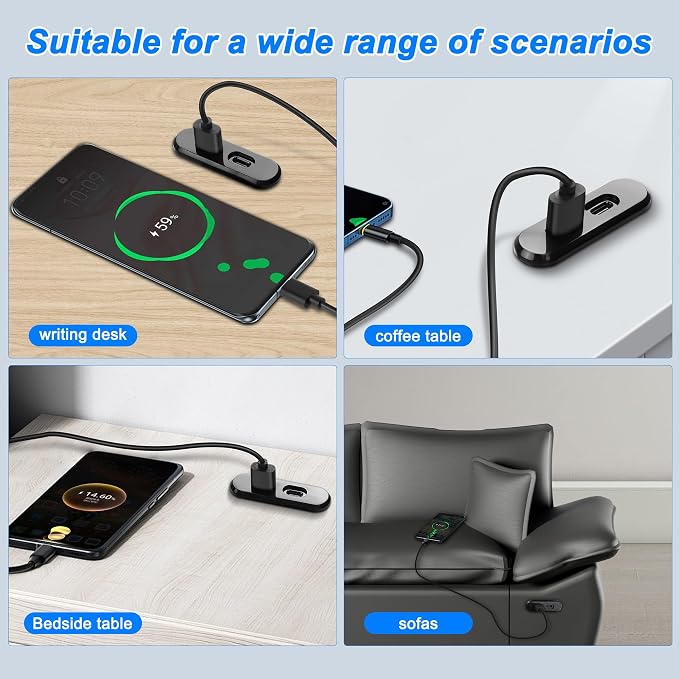 XMSJSIY USB USB C Desk Power Grommet Outlet 5V/2A USB/Type-C Embedded Charging - Image 7