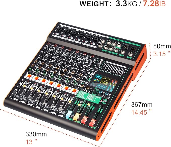 Depusheng TG8 professional dj audio mixer 8 channel input and dual group output - Image 9