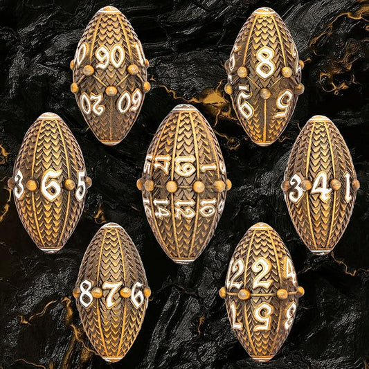 ARUOHHA DND Metal Dice Antique Gold Dragon Egg Dice - Image 2