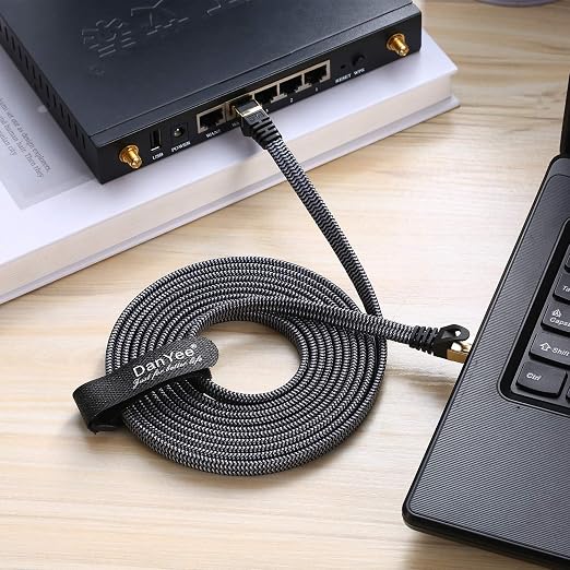 DanYee Cat 8 Ethernet Cable, 15FT Nylon Braided Flat Network Cable High Speed - Image 2